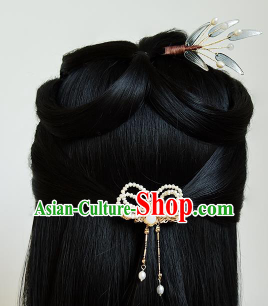 Chinese Ancient Hanfu Tassel Hairpin Traditional Ming Dynasty Princess Pearls Hair Claw Chinese Ancient Hanfu Tassel Hairpin Traditional Ming Dynasty Princess Pearls Hair Claw