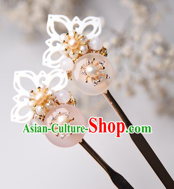 Chinese Traditional Ming Dynasty Shell Lotus Hair Stick Ancient Princess Pearls Hairpin Chinese Traditional Ming Dynasty Shell Lotus Hair Stick Ancient Princess Pearls Hairpin