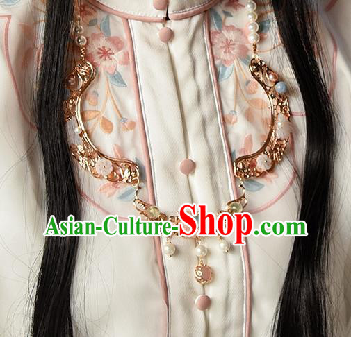 China Classical Gems Necklace Traditional Ming Dynasty Princess Golden Phoenix Necklet Accessories China Classical Gems Necklace Traditional Ming Dynasty Princess Golden Phoenix Necklet Accessories
