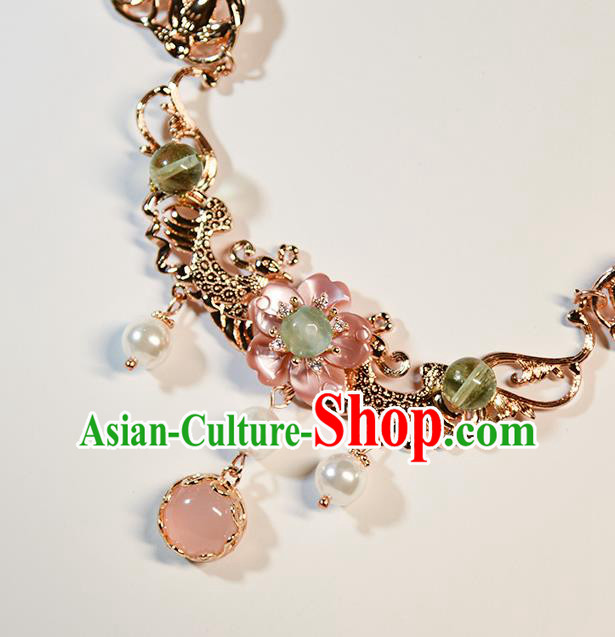 China Classical Gems Necklace Traditional Ming Dynasty Princess Golden Phoenix Necklet Accessories China Classical Gems Necklace Traditional Ming Dynasty Princess Golden Phoenix Necklet Accessories
