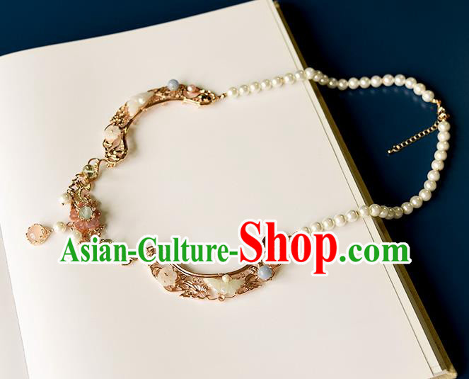 China Classical Gems Necklace Traditional Ming Dynasty Princess Golden Phoenix Necklet Accessories China Classical Gems Necklace Traditional Ming Dynasty Princess Golden Phoenix Necklet Accessories