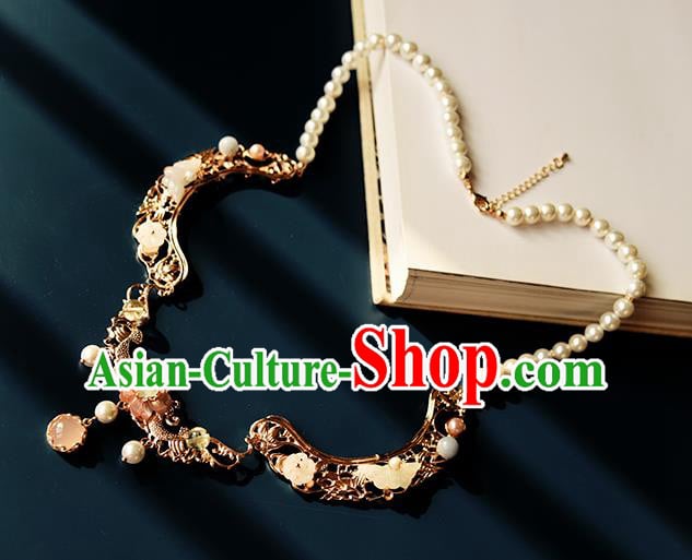 China Classical Gems Necklace Traditional Ming Dynasty Princess Golden Phoenix Necklet Accessories China Classical Gems Necklace Traditional Ming Dynasty Princess Golden Phoenix Necklet Accessories