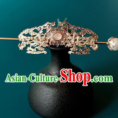 Chinese Traditional Hanfu Hair Accessories Ancient Swordswoman Golden Hair Crown and Hairpin