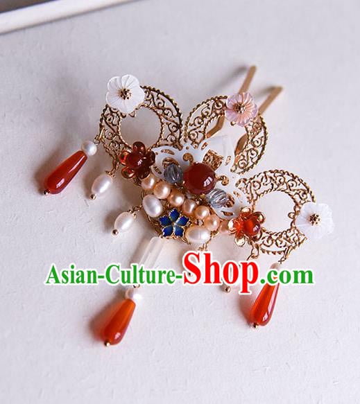 Chinese Traditional Wedding Pearls Hair Stick Ancient Court Princess Shell Lotus Hairpin Chinese Traditional Wedding Pearls Hair Stick Ancient Court Princess Shell Lotus Hairpin