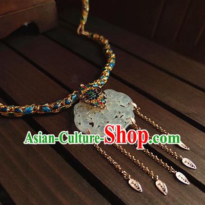 China Classical Cloisonne Necklace Traditional Ming Dynasty Empress Jade Necklet Accessories