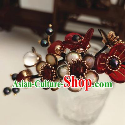 Chinese Traditional Ming Dynasty Plum Blossom Hair Comb Ancient Palace Princess Hairpin Headpiece