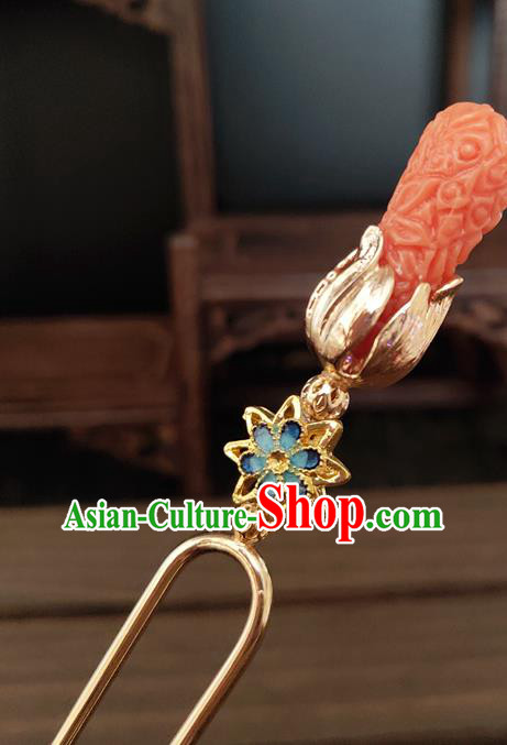 Chinese Traditional Ming Dynasty Hanfu Hair Stick Ancient Princess Pink Hairpin Chinese Traditional Ming Dynasty Hanfu Hair Stick Ancient Princess Pink Hairpin