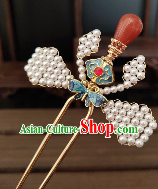 Chinese Traditional Ming Dynasty Empress Cloisonne Butterfly Hair Stick Ancient Queen Agate Hairpin Chinese Traditional Ming Dynasty Empress Cloisonne Butterfly Hair Stick Ancient Queen Agate Hairpin