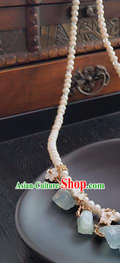 China Classical Ancient Princess Necklace Traditional Song Dynasty Aquamarine Necklet Accessories China Classical Ancient Princess Necklace Traditional Song Dynasty Aquamarine Necklet Accessories