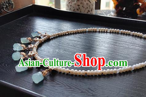 China Classical Ancient Princess Necklace Traditional Song Dynasty Aquamarine Necklet Accessories China Classical Ancient Princess Necklace Traditional Song Dynasty Aquamarine Necklet Accessories