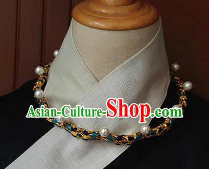 China Classical Ancient Court Woman Pearls Necklace Traditional Ming Dynasty Cloisonne Necklet Accessories China Classical Ancient Court Woman Pearls Necklace Traditional Ming Dynasty Cloisonne Necklet Accessories