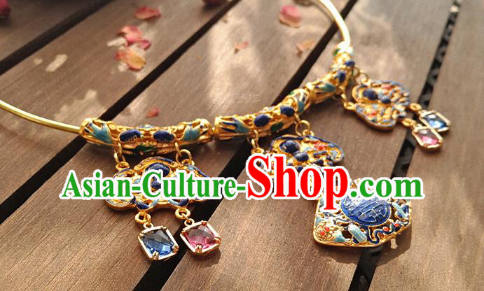 China Classical Ancient Imperial Concubine Cloisonne Necklace Traditional Qing Dynasty Court Necklet Accessories China Classical Ancient Imperial Concubine Cloisonne Necklace Traditional Qing Dynasty Court Necklet Accessories