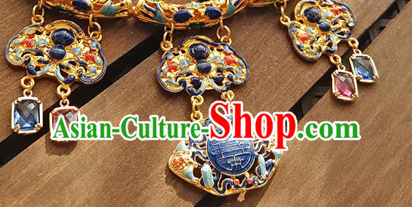 China Classical Ancient Imperial Concubine Cloisonne Necklace Traditional Qing Dynasty Court Necklet Accessories China Classical Ancient Imperial Concubine Cloisonne Necklace Traditional Qing Dynasty Court Necklet Accessories