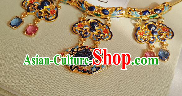China Classical Ancient Imperial Concubine Cloisonne Necklace Traditional Qing Dynasty Court Necklet Accessories China Classical Ancient Imperial Concubine Cloisonne Necklace Traditional Qing Dynasty Court Necklet Accessories