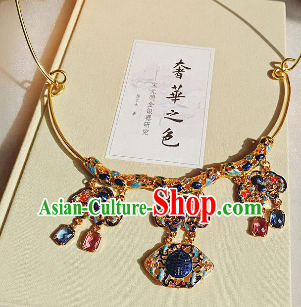 China Classical Ancient Imperial Concubine Cloisonne Necklace Traditional Qing Dynasty Court Necklet Accessories China Classical Ancient Imperial Concubine Cloisonne Necklace Traditional Qing Dynasty Court Necklet Accessories