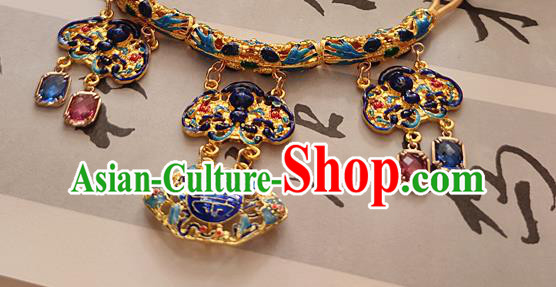 China Classical Ancient Imperial Concubine Cloisonne Necklace Traditional Qing Dynasty Court Necklet Accessories China Classical Ancient Imperial Concubine Cloisonne Necklace Traditional Qing Dynasty Court Necklet Accessories