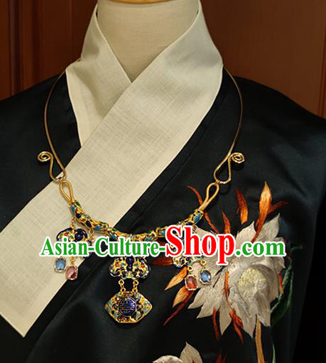 China Classical Ancient Imperial Concubine Cloisonne Necklace Traditional Qing Dynasty Court Necklet Accessories China Classical Ancient Imperial Concubine Cloisonne Necklace Traditional Qing Dynasty Court Necklet Accessories