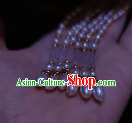 Chinese Traditional Tang Dynasty Pearls Tassel Hair Stick Ancient Empress Golden Peony Hairpin Chinese Traditional Tang Dynasty Pearls Tassel Hair Stick Ancient Empress Golden Peony Hairpin