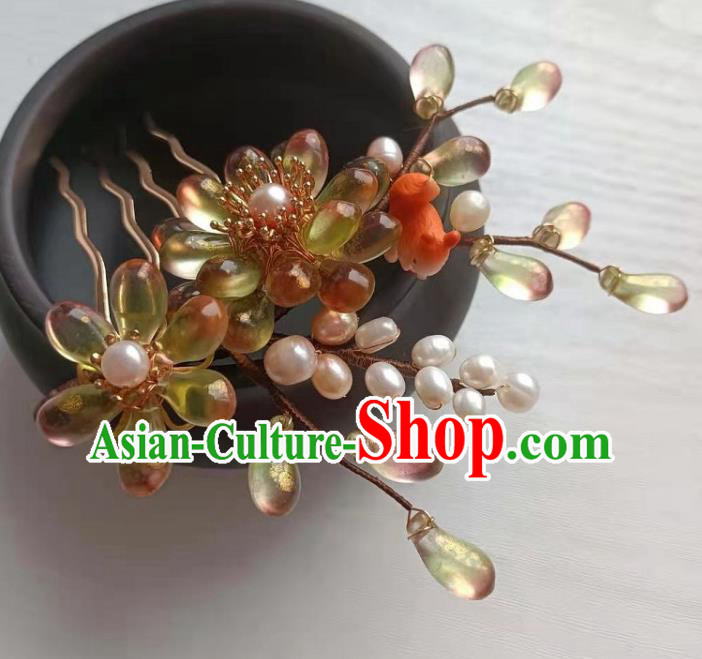 Chinese Ancient Young Woman Hairpin Hair Accessories Traditional Ming Dynasty Hanfu Hair Comb Chinese Ancient Young Woman Hairpin Hair Accessories Traditional Ming Dynasty Hanfu Hair Comb
