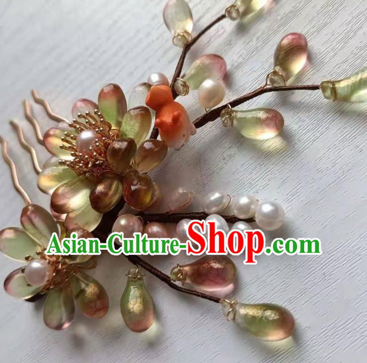 Chinese Ancient Young Woman Hairpin Hair Accessories Traditional Ming Dynasty Hanfu Hair Comb Chinese Ancient Young Woman Hairpin Hair Accessories Traditional Ming Dynasty Hanfu Hair Comb