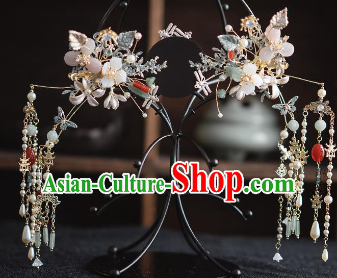 Chinese Classical Bride Hair Crown Traditional Wedding Headwear Xiuhe Suit Flowers Hair Clasp Chinese Classical Bride Hair Crown Traditional Wedding Headwear Xiuhe Suit Flowers Hair Clasp