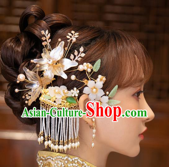 Chinese Classical Bride Tassel Hair Sticks Traditional Wedding Hair Accessories Xiuhe Suit Hairpins Chinese Classical Bride Tassel Hair Sticks Traditional Wedding Hair Accessories Xiuhe Suit Hairpins