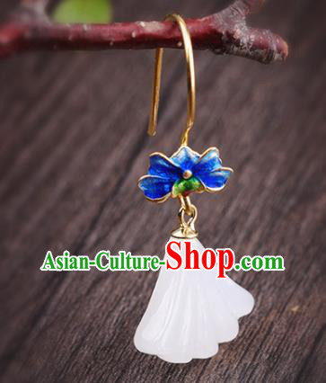 China Handmade Cheongsam Jade Ginkgo Leaf Earrings Traditional Blueing Lotus Ear Accessories China Handmade Cheongsam Jade Ginkgo Leaf Earrings Traditional Blueing Lotus Ear Accessories