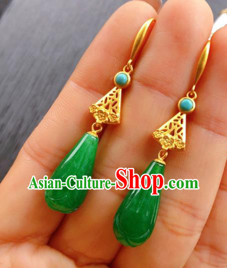 China Handmade Jade Mangnolia Earrings Traditional Cheongsam Jadeite Ear Accessories China Handmade Jade Mangnolia Earrings Traditional Cheongsam Jadeite Ear Accessories