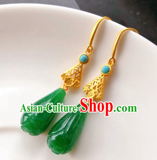 China Handmade Jade Mangnolia Earrings Traditional Cheongsam Jadeite Ear Accessories China Handmade Jade Mangnolia Earrings Traditional Cheongsam Jadeite Ear Accessories