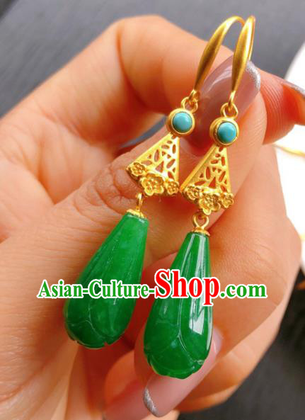 China Handmade Jade Mangnolia Earrings Traditional Cheongsam Jadeite Ear Accessories China Handmade Jade Mangnolia Earrings Traditional Cheongsam Jadeite Ear Accessories