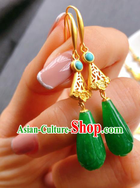 China Handmade Jade Mangnolia Earrings Traditional Cheongsam Jadeite Ear Accessories China Handmade Jade Mangnolia Earrings Traditional Cheongsam Jadeite Ear Accessories