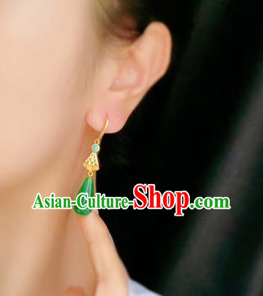 China Handmade Jade Mangnolia Earrings Traditional Cheongsam Jadeite Ear Accessories China Handmade Jade Mangnolia Earrings Traditional Cheongsam Jadeite Ear Accessories