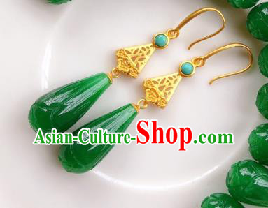 China Handmade Jade Mangnolia Earrings Traditional Cheongsam Jadeite Ear Accessories China Handmade Jade Mangnolia Earrings Traditional Cheongsam Jadeite Ear Accessories
