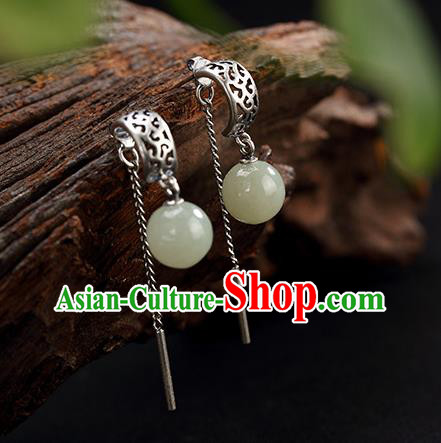 China Handmade National Earrings Traditional Cheongsam Silver Tassel Ear Accessories China Handmade National Earrings Traditional Cheongsam Silver Tassel Ear Accessories