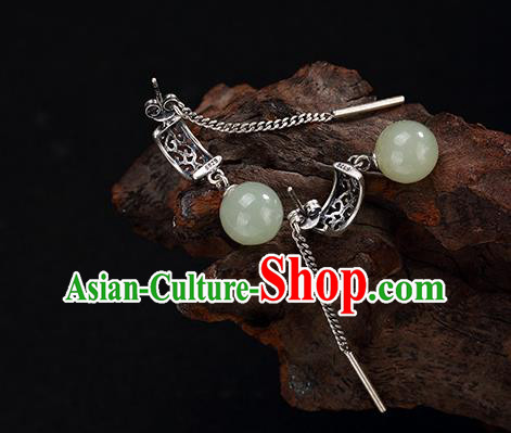 China Handmade National Earrings Traditional Cheongsam Silver Tassel Ear Accessories China Handmade National Earrings Traditional Cheongsam Silver Tassel Ear Accessories