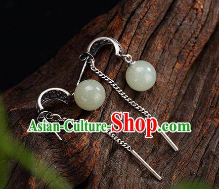 China Handmade National Earrings Traditional Cheongsam Silver Tassel Ear Accessories China Handmade National Earrings Traditional Cheongsam Silver Tassel Ear Accessories