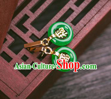 China Handmade National New Year Earrings Traditional Cheongsam Jadeite Peace Buckle Ear Accessories China Handmade National New Year Earrings Traditional Cheongsam Jadeite Peace Buckle Ear Accessories