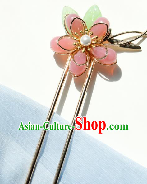 Chinese Ancient Princess Hairpin Traditional Hanfu Ming Dynasty Pink Peach Blossom Hair Stick Chinese Ancient Princess Hairpin Traditional Hanfu Ming Dynasty Pink Peach Blossom Hair Stick