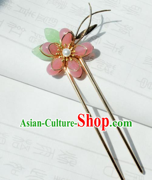 Chinese Ancient Princess Hairpin Traditional Hanfu Ming Dynasty Pink Peach Blossom Hair Stick Chinese Ancient Princess Hairpin Traditional Hanfu Ming Dynasty Pink Peach Blossom Hair Stick