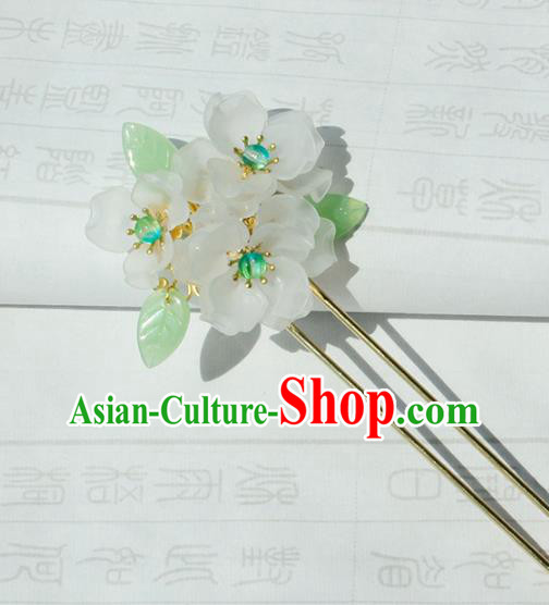 Chinese Ancient Young Lady Hairpin Traditional Hanfu Ming Dynasty White Flowers Hair Stick Chinese Ancient Young Lady Hairpin Traditional Hanfu Ming Dynasty White Flowers Hair Stick