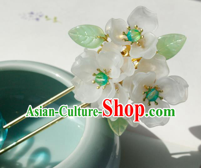Chinese Ancient Young Lady Hairpin Traditional Hanfu Ming Dynasty White Flowers Hair Stick Chinese Ancient Young Lady Hairpin Traditional Hanfu Ming Dynasty White Flowers Hair Stick