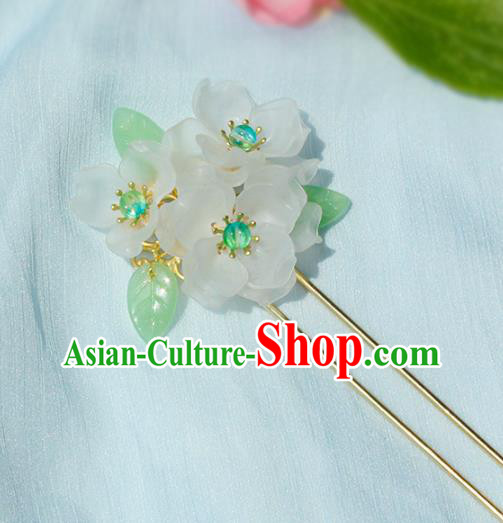 Chinese Ancient Young Lady Hairpin Traditional Hanfu Ming Dynasty White Flowers Hair Stick Chinese Ancient Young Lady Hairpin Traditional Hanfu Ming Dynasty White Flowers Hair Stick
