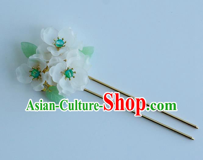 Chinese Ancient Young Lady Hairpin Traditional Hanfu Ming Dynasty White Flowers Hair Stick Chinese Ancient Young Lady Hairpin Traditional Hanfu Ming Dynasty White Flowers Hair Stick