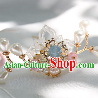 Chinese Ancient Palace Lady Hair Accessories Traditional Hanfu Ming Dynasty Shell Lotus Hair Stick