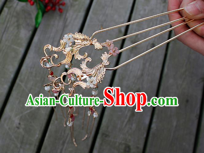 Chinese Ancient Court Lady Hairpin Traditional Hanfu Ming Dynasty Golden Tassel Hair Clip Chinese Ancient Court Lady Hairpin Traditional Hanfu Ming Dynasty Golden Tassel Hair Clip