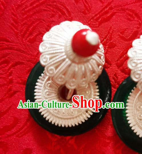 China Handmade Ethnic Folk Dance Earrings Traditional Yi Nationality Silver Ear Accessories China Handmade Ethnic Folk Dance Earrings Traditional Yi Nationality Silver Ear Accessories