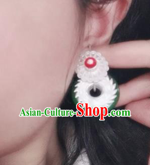 China Handmade Ethnic Folk Dance Earrings Traditional Yi Nationality Silver Ear Accessories China Handmade Ethnic Folk Dance Earrings Traditional Yi Nationality Silver Ear Accessories