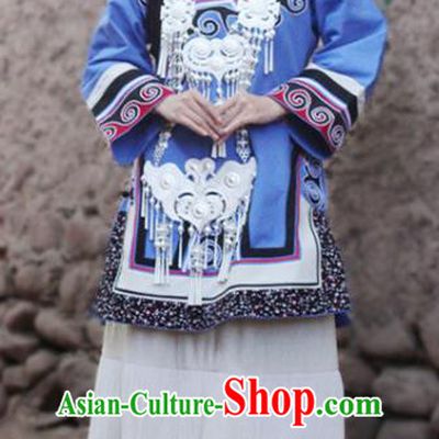 China Yi Nationality Stage Performance Outfits Clothing Traditional Liangshan Ethnic Folk Dance Costumes and Headwear