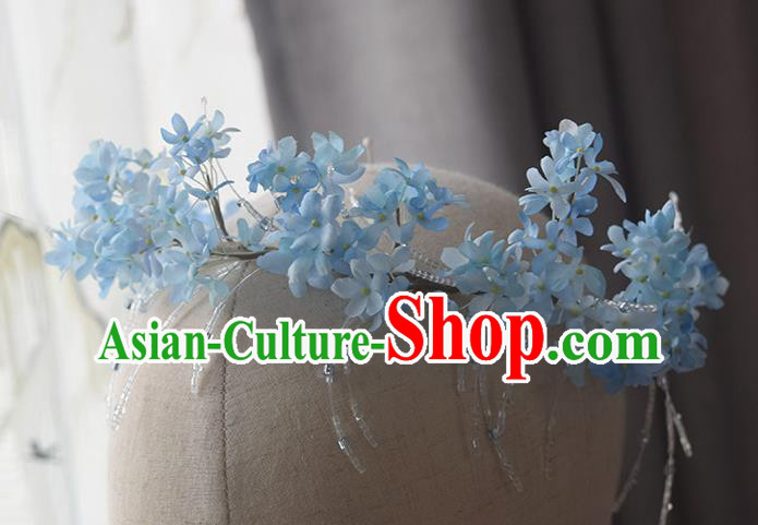 Chinese Handmade Beads Tassel Hair Accessories Traditional Hanfu Blue Flowers Hair Clasp Chinese Handmade Beads Tassel Hair Accessories Traditional Hanfu Blue Flowers Hair Clasp