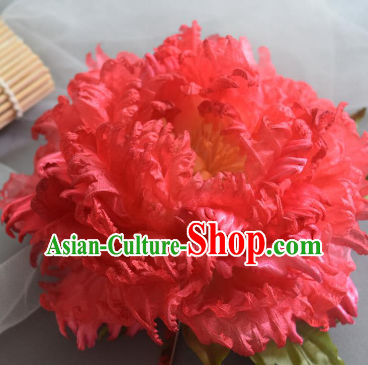 Chinese Traditional Tang Dynasty Hair Accessories Handmade Ancient Imperial Concubine Red Peony Hairpin Chinese Traditional Tang Dynasty Hair Accessories Handmade Ancient Imperial Concubine Red Peony Hairpin